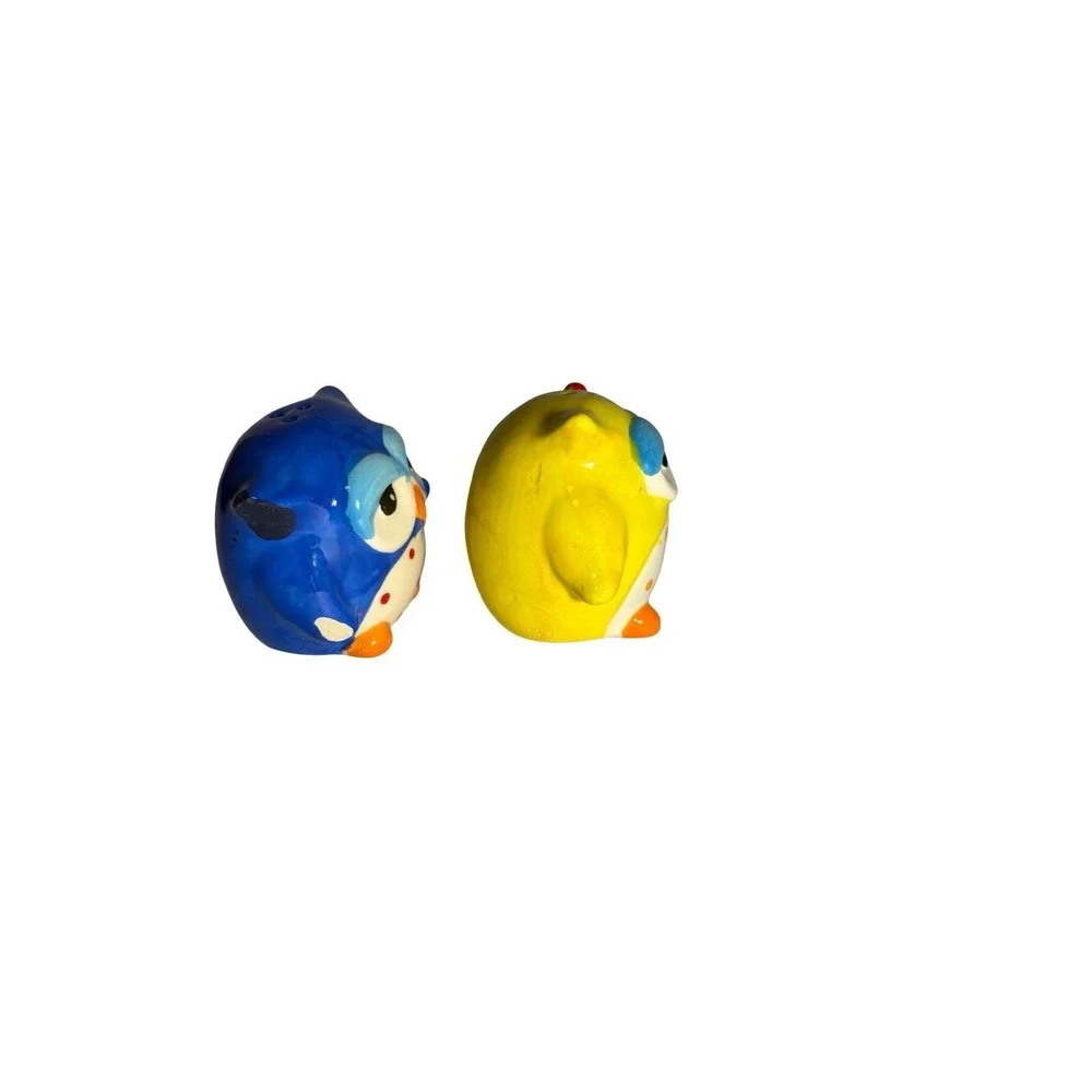 Vintage Sleepy Colorful Owl Salt And Pepper Shakers / Figurines 2